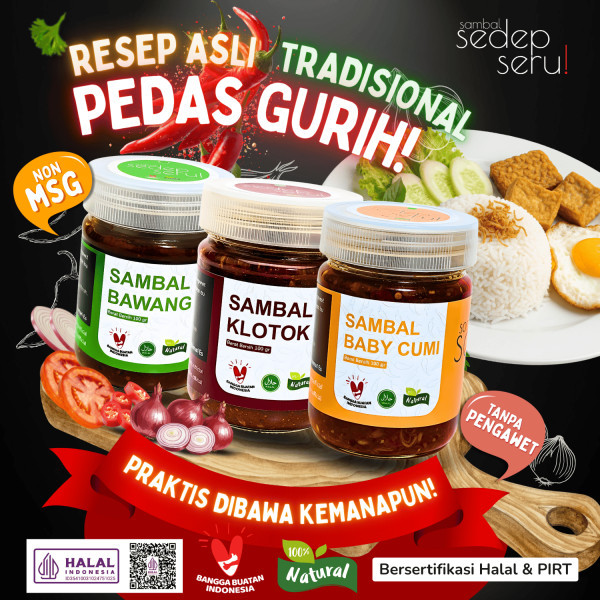 Sambal Sedepseru Asli non MSG Sambal Cumi / Bawang / Klotok 110gr