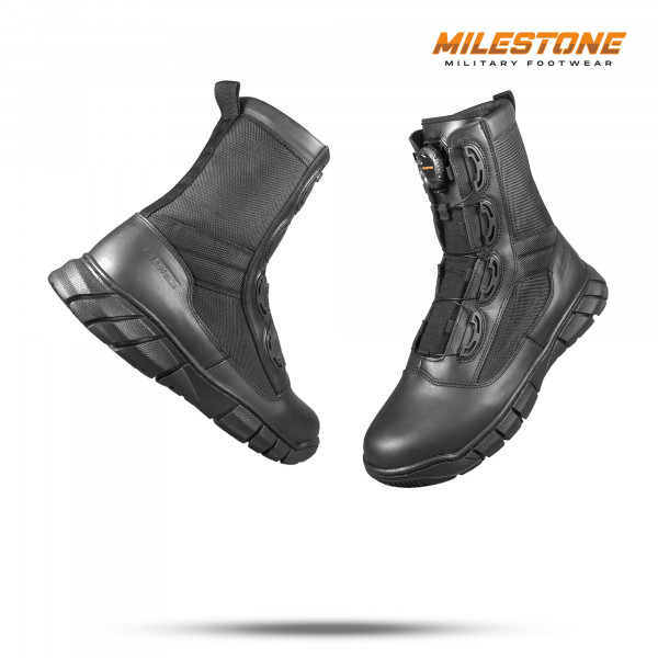 Sepatu PDL Tactical Tali Putar Milestone Toxin Bahan Full Kulit