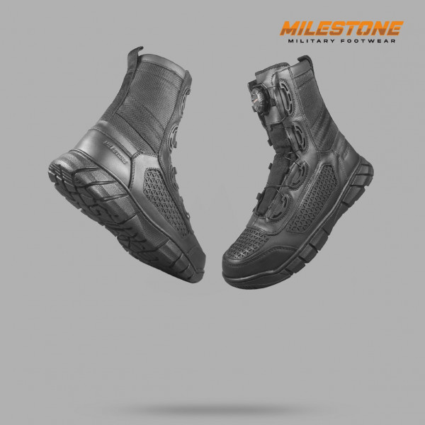 Sepatu PDL Tali Putar BOA Libra Untuk TNI Polri Terbaru Model Sarang Tawon Merk Milestone